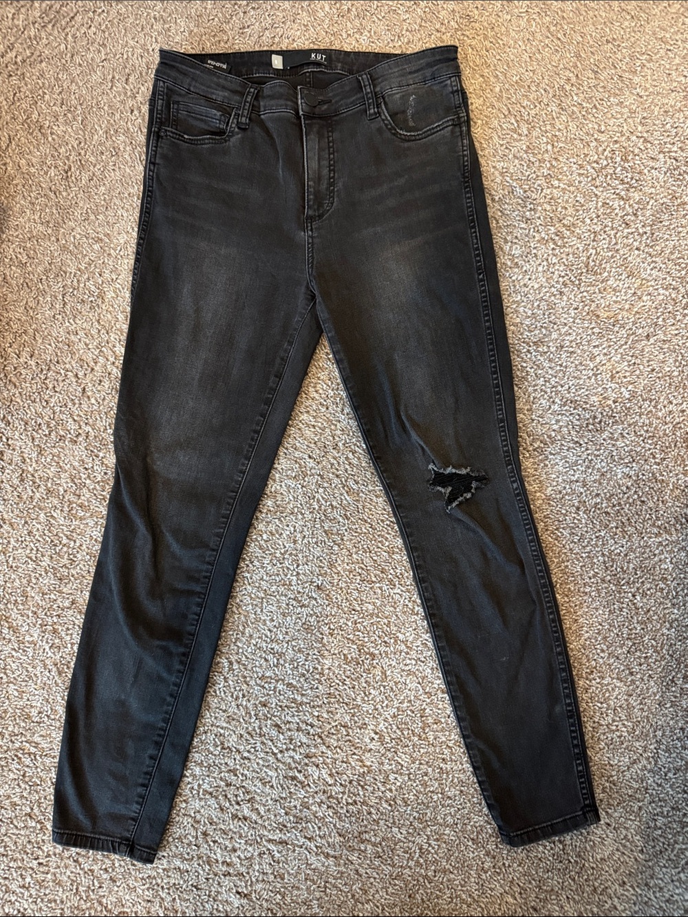KUT from the Kloth High-Rise Distressed Skinny Jeans - Black